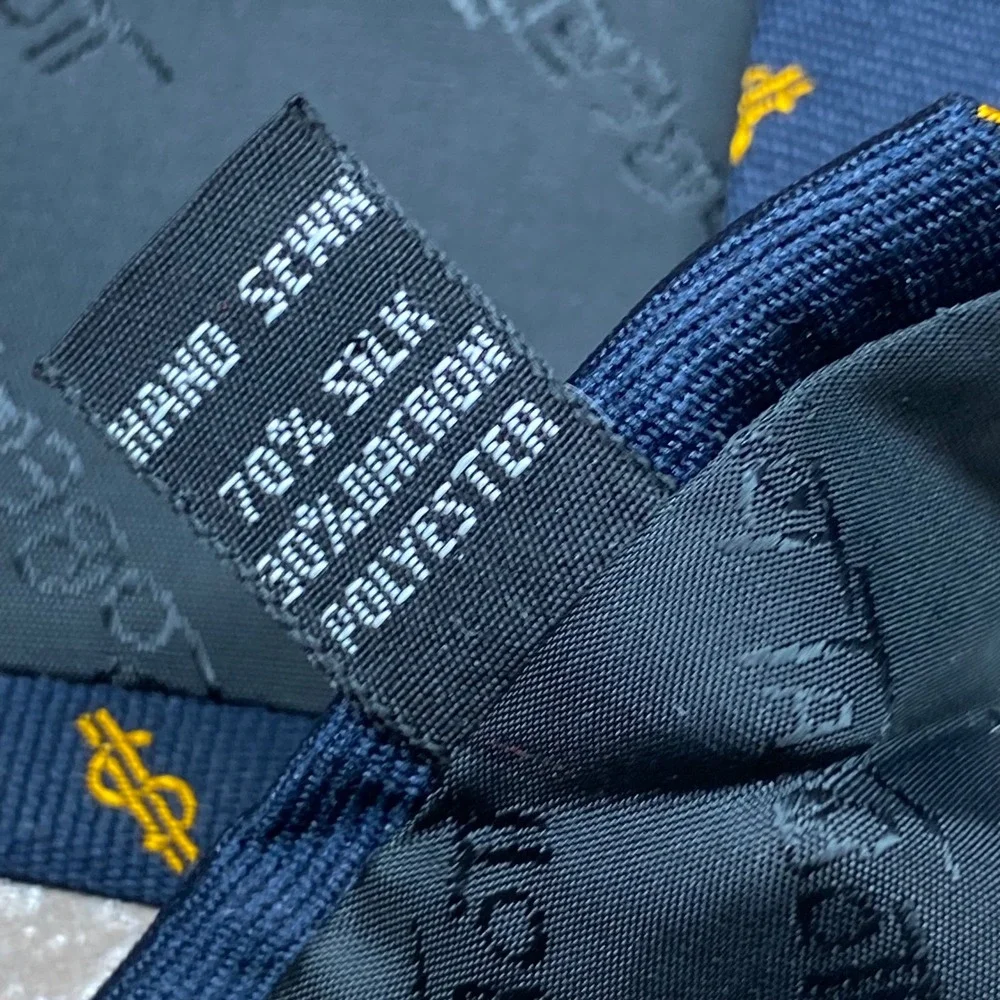 Vintage Robert Talbott Silk Dollar Sign Tie Mens Navy Gold USA Money